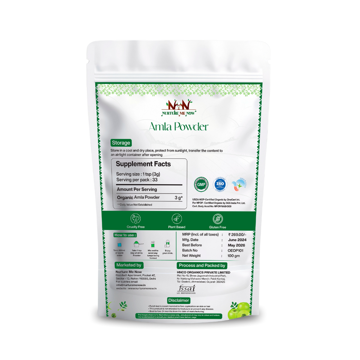 USDA Certified Organic Amla Powder 200gms