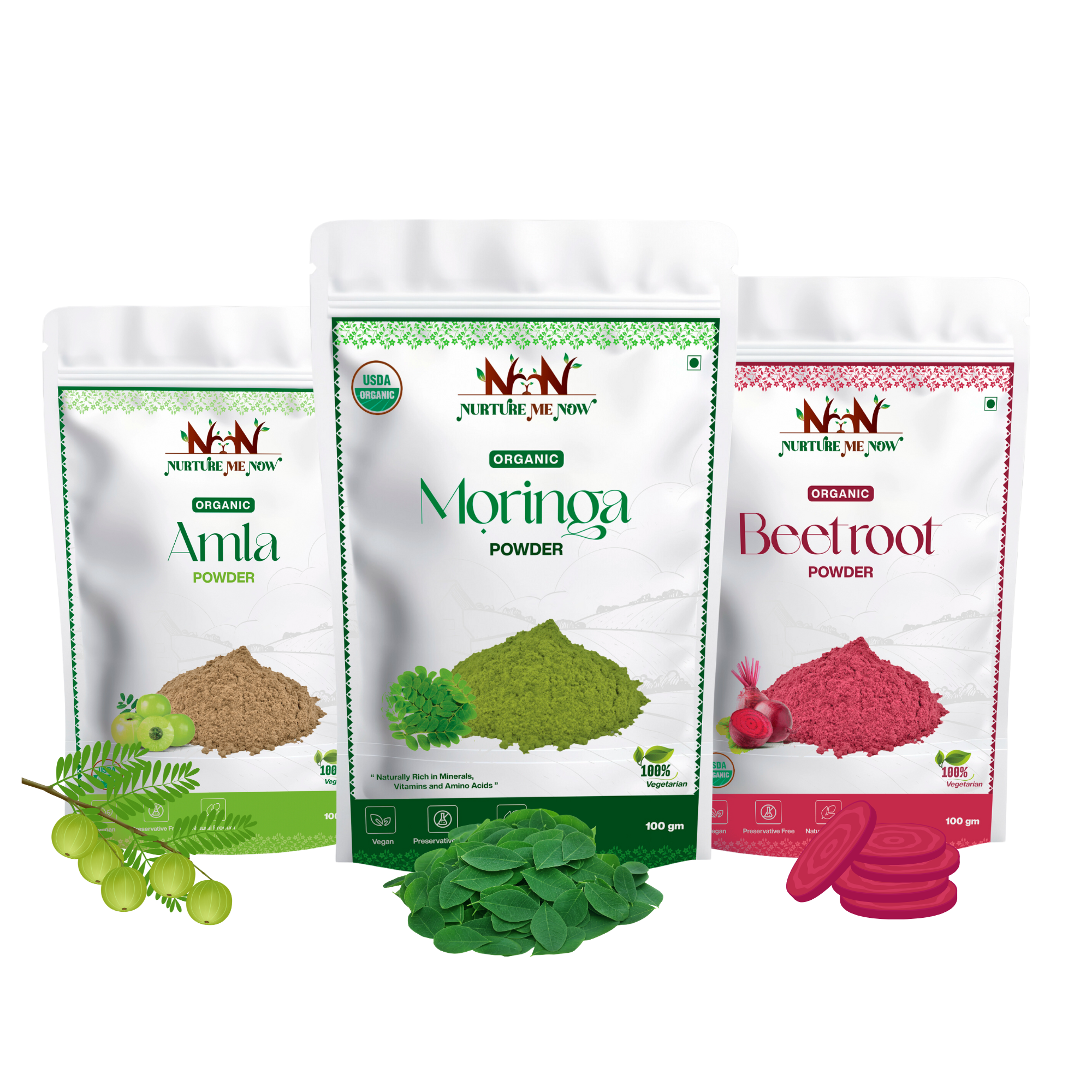 Health Care Pack: Amla, Beetroot, and Moringa Powder