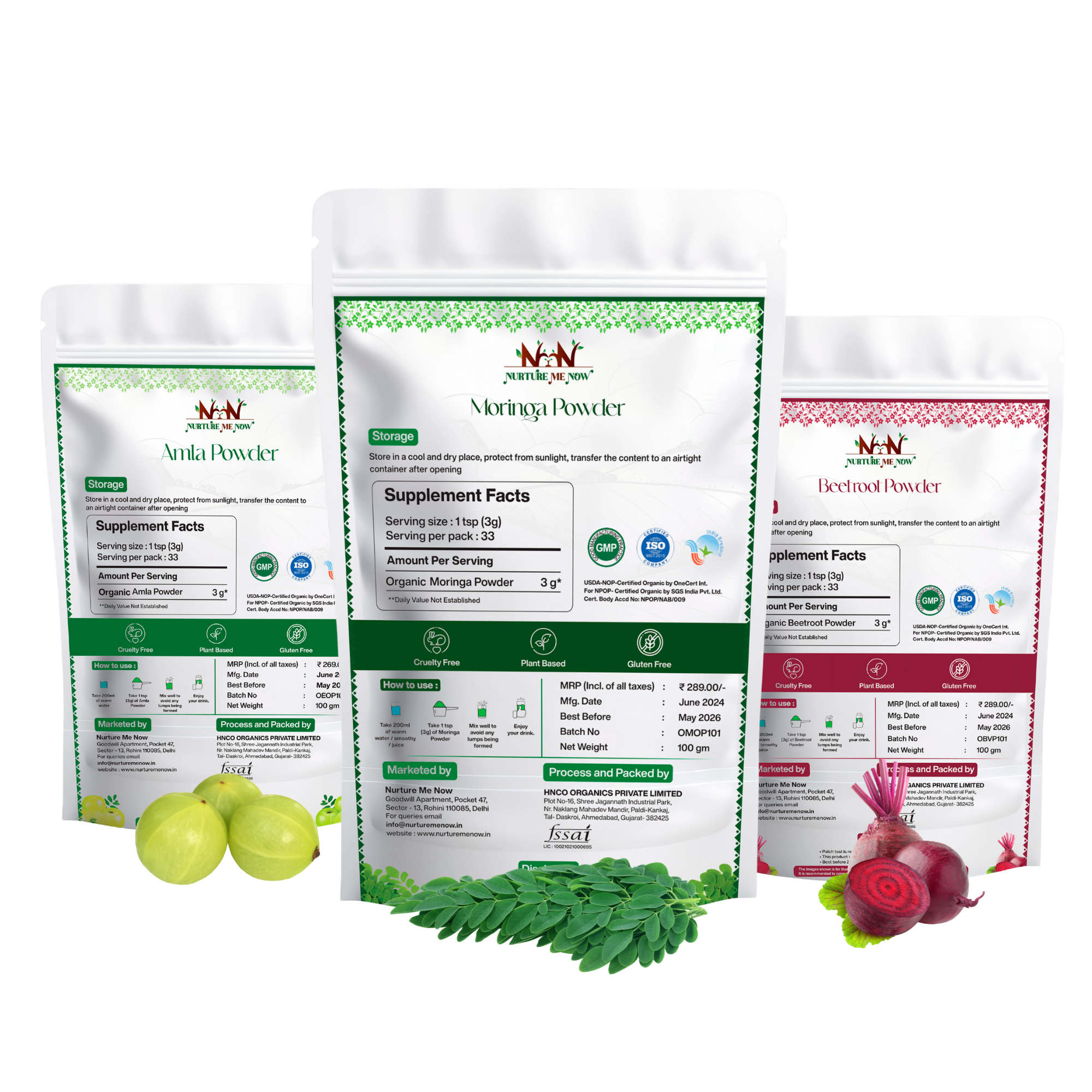 Health Care Pack: Amla, Beetroot, and Moringa Powder