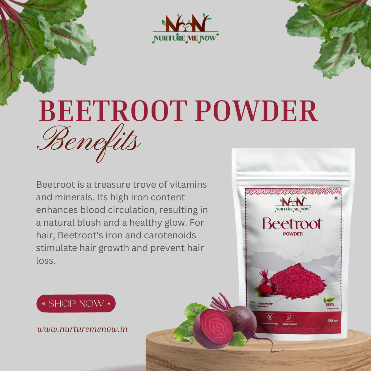 USDA Certified Organic Beetroot Powder 200 gm